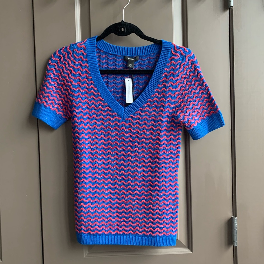 Halogen Scallop Stripe Shrt Slv Sweater S